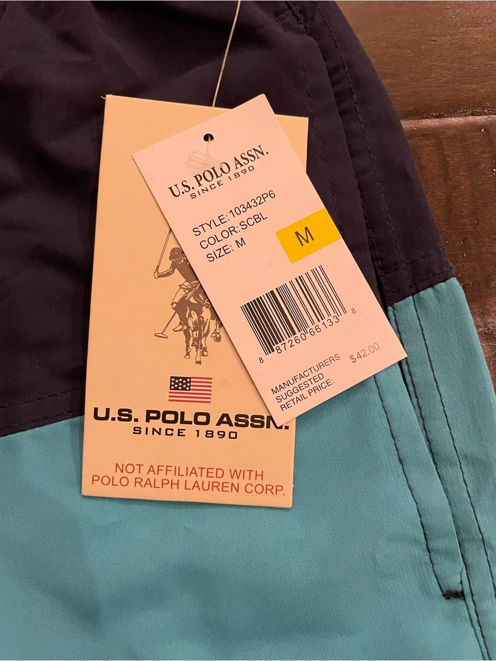 U.S. Polo Assn. Navy & Light Blue Swim Trunks